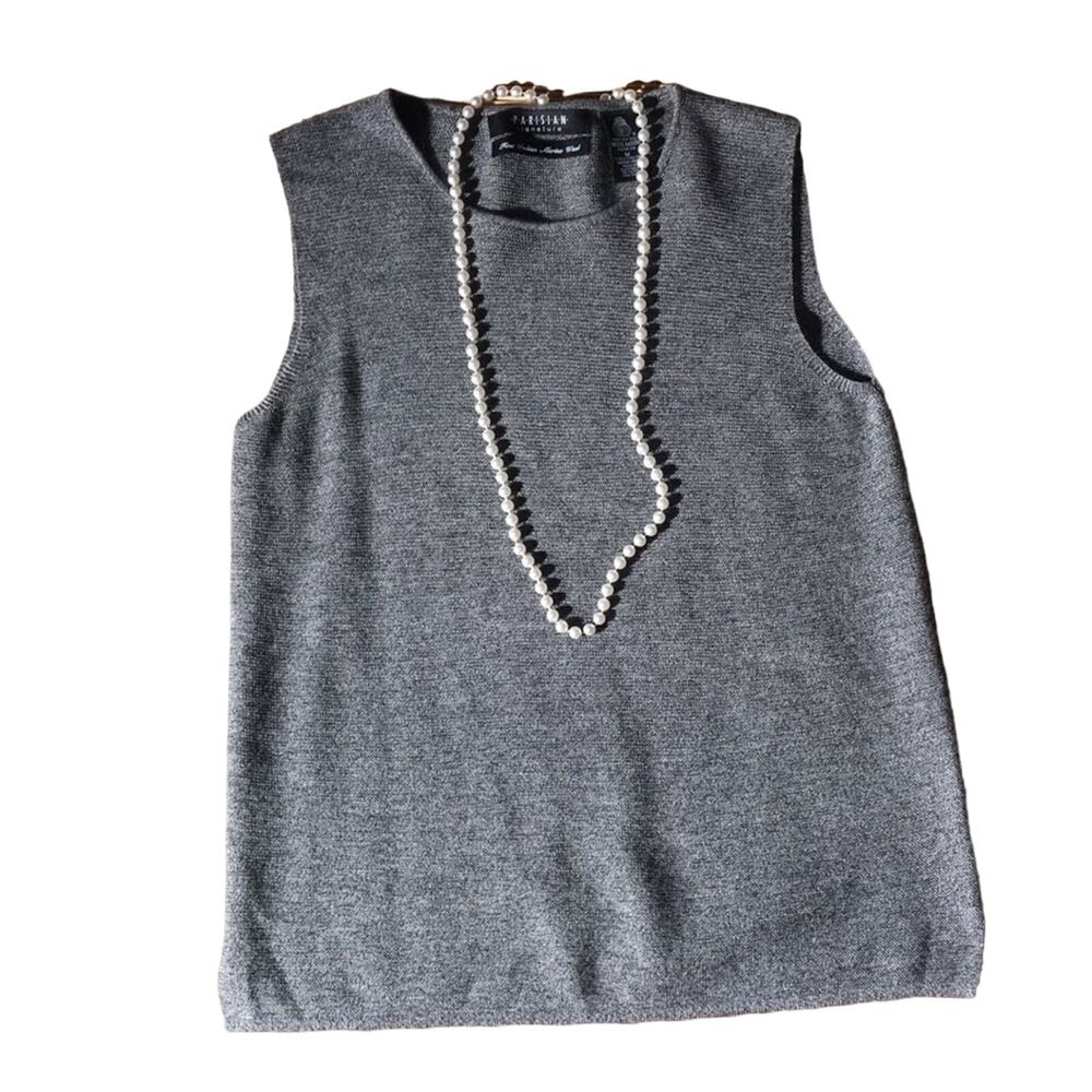 Parisian Signature Grey Italian Wool Sweater. M